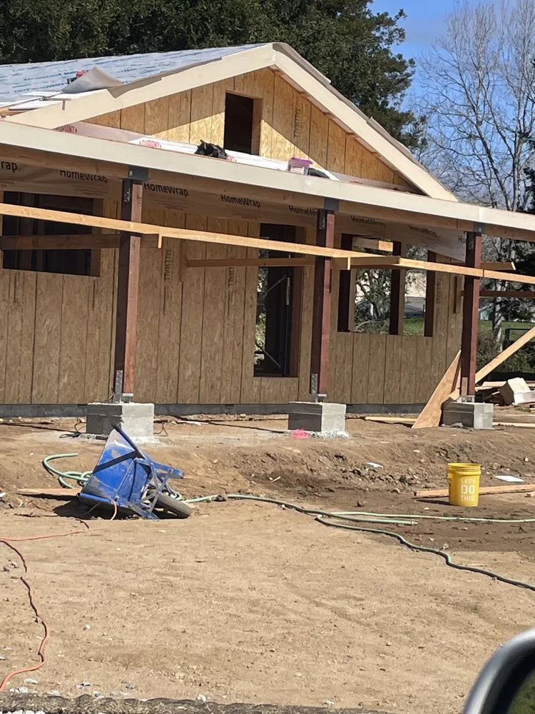 New ADU under construction, framing stage, Watsonville CA